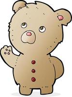 cartoon waving teddy bear vector