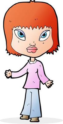 cartoon woman with open arms