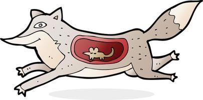 cartoon wolf with mouse in belly vector