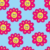 Groovy floral seamless pattern retro style vector