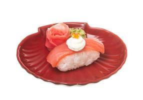 Salmon sushi on a White background photo