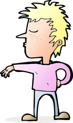 cartoon man making camp gesture