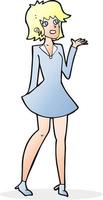 cartoon pretty woman in dress vector