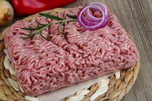 Raw minced pork meat photo