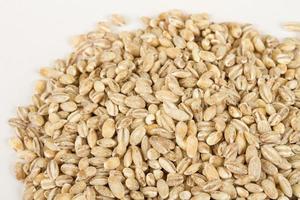 Pearl barley heap isolated on white photo