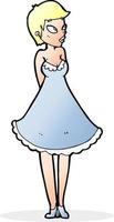 cartoon pretty woman in dress vector