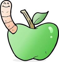 cartoon apple with worm vector