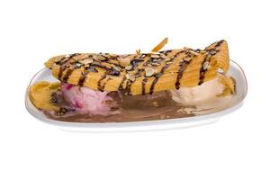 Ice cream with eclair photo