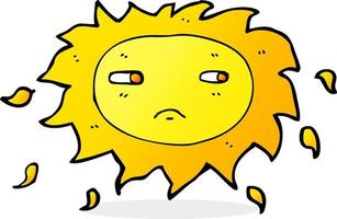 cartoon sad sun vector
