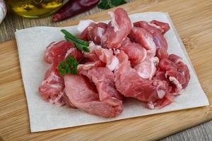 Diced pork meat photo