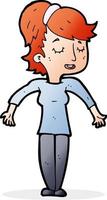 cartoon friendly woman shrugging shoulders vector