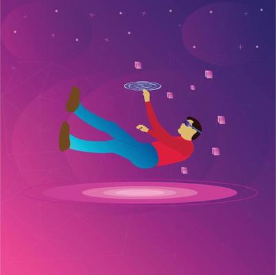 Experiencing Virtual Reality Vector Illustration Graphic