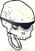 cartoon spooky skull with eye patch vector