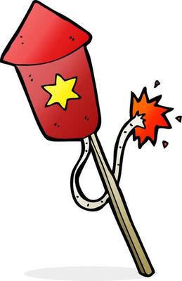 cartoon firework with burning fuse