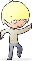 cartoon worried boy pointing vector