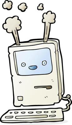 cartoon old computer