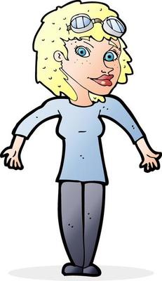 cartoon woman wearing goggles