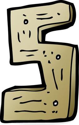 cartoon wooden number
