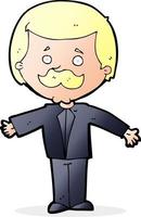 cartoon mustache man with open arms vector