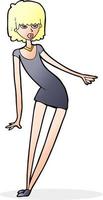 cartoon woman in dress leaning vector