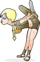 cartoon viking girl bowing vector