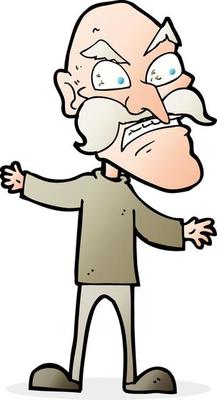 cartoon angry old man