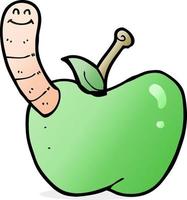 cartoon apple with worm vector