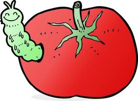 cartoon tomato with bug vector