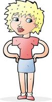 cartoon woman with hands on hips vector