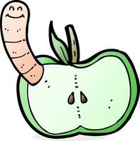 cartoon apple with worm vector