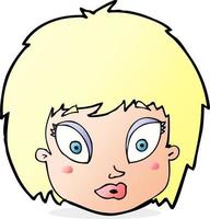 cartoon surprised female face vector