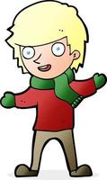 cartoon boy in winter clothes vector