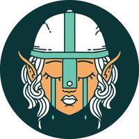 icon of crying elven fighter character face vector