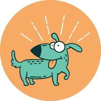 icon of a tattoo style happy dog vector