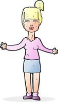 cartoon woman shrugging shoulders vector