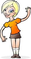 cartoon girl waving vector