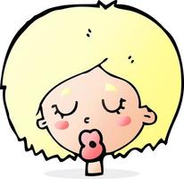 cartoon woman with eyes closed vector