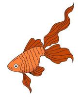 ilustración de peces de colores. iconos de peces habitantes del mar y el océano. pez naranja sobre un fondo blanco. vector