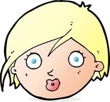 cartoon surprised female face vector