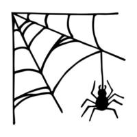 Simple hand drawn spider web illustration. Cute gossamer clipart. Halloween doodle for print, web, design, decor, logo vector