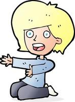 cartoon shocked woman on knees vector