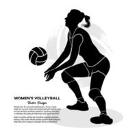 Female volleyball player passing the ball. Vector illustration