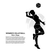 Silhouette of girl volleyball player serving the ball isolated on white background vector