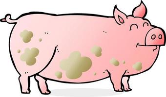 cartoon muddy pig vector