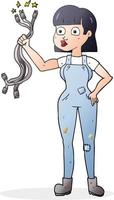 cartoon female electrician vector