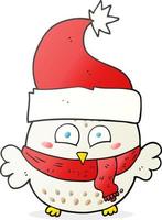 cartoon owl wearing christmas hat vector