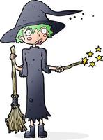 cartoon witch casting spell vector