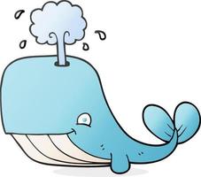 cartoon whale spouting water vector