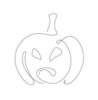 Single line pumpkin illustration. Halloween pumpkin one line vector. vector