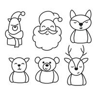 establecer personajes navideños estilo doodle vector